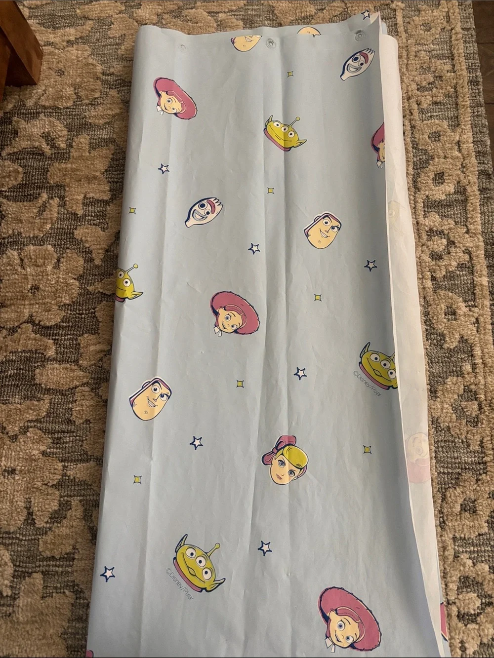 Light Blue Exclusive Plastic Toy Story Character Shower Curtain - Kids Bathroom